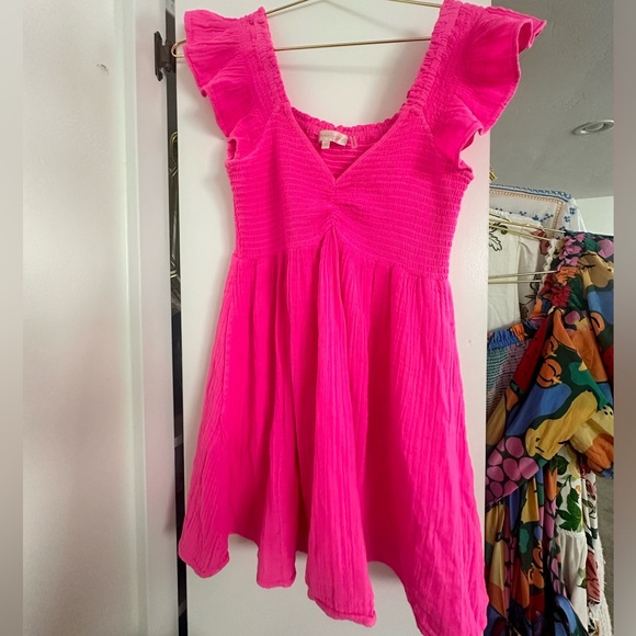 LoveShackFancy Athalia Dress, Flirty Fuchsia, P - Picture 3 of 4